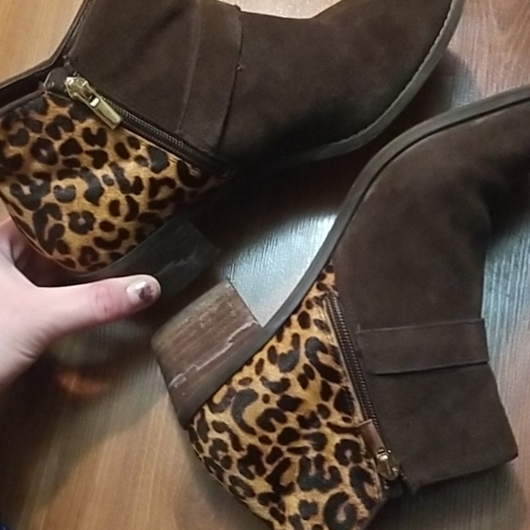 Brown Suede Calf Fur Booties - Picture 3 of 8